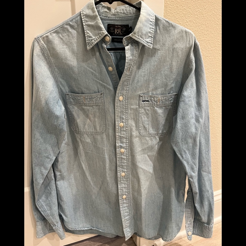 RRL Men’s Chambray Woven Shirt; Size Small